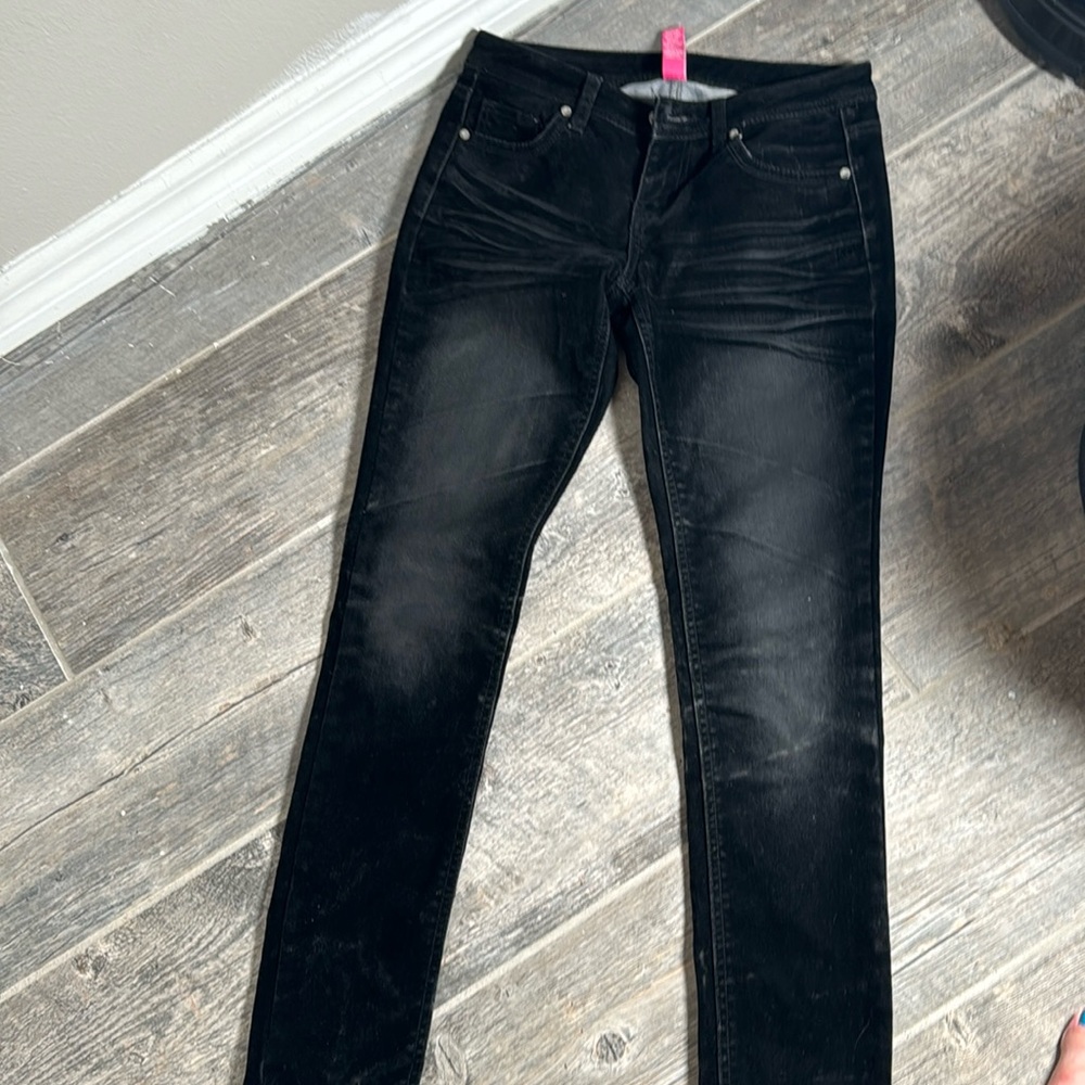 Almost Famous Super High Rise Skinny Pants Women's Size 11 Corduroy Black
